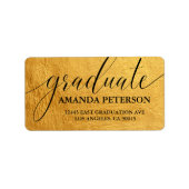 Chique goudfolie Zwart Elegant Typografie Afstuder Etiket (Voorkant)