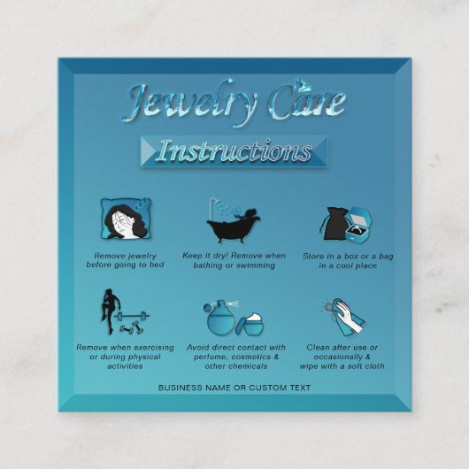 Chique Gradiënt Blauwgroen Blauwe Sieraden Verzorg Informatiekaartje (Voorkant)