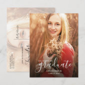 Chique Graduation Party Foto Uitnodiging Briefkaart (Voorkant / Achterkant)