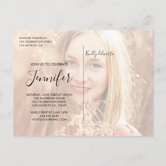 Chique Graduation Party Foto Uitnodiging Briefkaart (Achterkant)