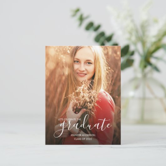 Chique Graduation Party Foto Uitnodiging Briefkaart (Staand voorkant)