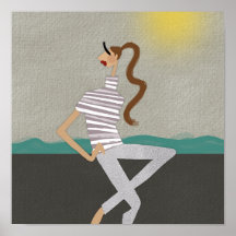 Chique Griekse Vakantie Mode Illustratie Kunst Pos