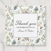 Chique grijs blauw anemoon bloem dank u bruiloft bedankjes labels (Voorkant)
