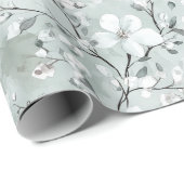 Chique grijs blauwe witte bloemen bruids douche cadeaupapier (Rol Hoek)