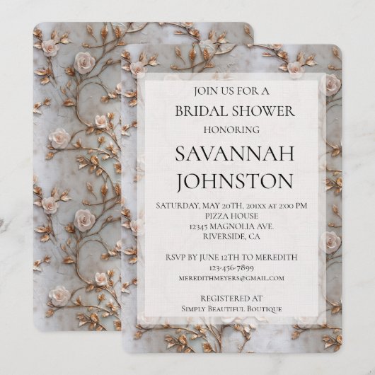 Chique grijs blush roze rozen Vrijgezellenfeest Kaart (Voorkant / Achterkant)