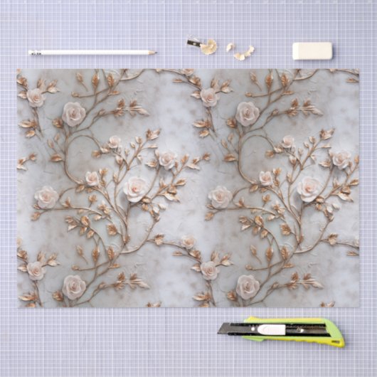 Chique grijs blush Rozen bruiloft Tissuepapier (Craft)