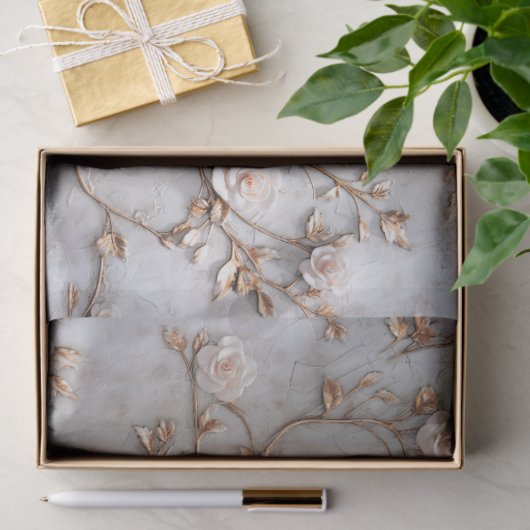 Chique grijs blush Rozen bruiloft Tissuepapier (Geschenk)