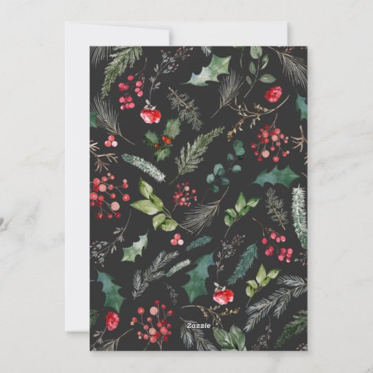 Chique grijs botanische boog 1 foto vrolijke kerst feestdagenkaart (Achterkant)