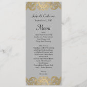 Chique grijs en goud bruiloft Menu (Voorkant)