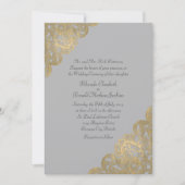 Chique Grijs en Goud Gevoeld Bruiloft Uitnodiging (Voorkant)