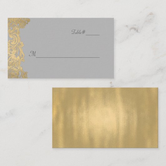 Chique Grijs en Gouden Bruiloft Plaats Kaart Plaatskaartje (Voorkant / Achterkant)