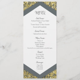 Chique grijs & gouden glinster vlokken glamour bru menu