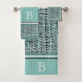 Chique Grijs Seafoam Blauw Groen Boucle Patroon Aa Bad Handdoek (Insitu)