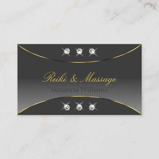 Chique grijs verloop met gouden  Sparkle Jewels Visitekaartje (Voorkant)