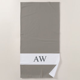 Chique grijs wit geborduurd logo strandlaken