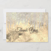 Chique grijze gouden rhinestone druppels bedankkaart (Voorkant)