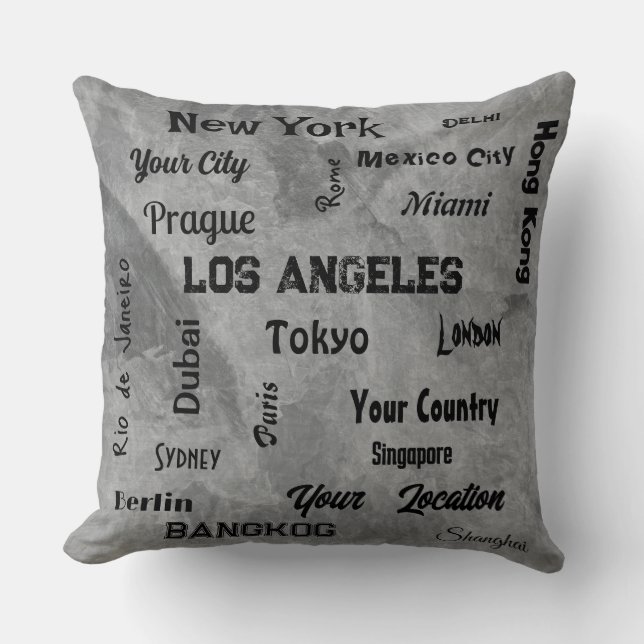 Chique grijze steen optisch mega steden van de wer kussen (Voorkant)