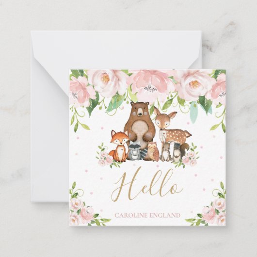 Chique grillige bosbeesten blozen roze bloemen notitiekaartje (Voorkant)