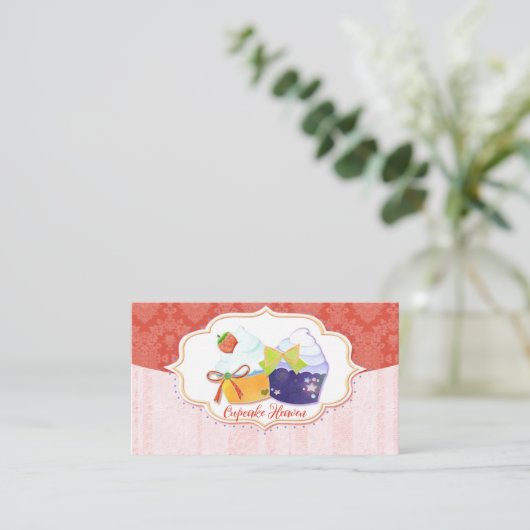 Chique grillige cupcake winkels visitekaartje (Staand voorkant)