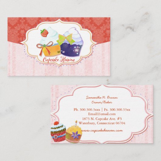 Chique grillige cupcake winkels visitekaartje (Voorkant / Achterkant)