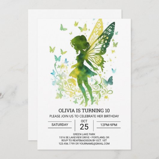 Chique grillige fee verjaardag kaart (Voorkant / Achterkant)