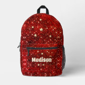 Chique grillige rode zwarte glitters monogram bedrukte rugzak (Voorkant)