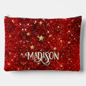 Chique grillige rode zwarte glitters monogram etui (Voorkant)