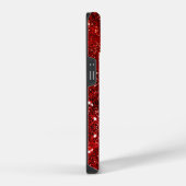 Chique grillige rode zwarte glitters monogram iPhone hoesje (Rechterkant)