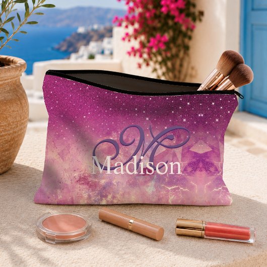Chique grillige roze fuchsia ombre glitters monogr etui