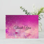 Chique grillige roze ombre glitter bedankkaart (Staand voorkant)