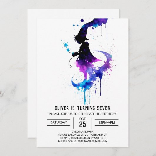 Chique grillige tovenaar verjaardag kaart (Voorkant / Achterkant)