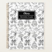 Chique grillige zwart & wit gepersonaliseerde brui planner (Voorkant)