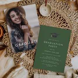 Chique Groen Afstudeerder Pet Foto Graduation Part Kaart