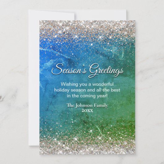 Chique groen blauw goud glitter kerst nieuwjaar (Voorkant)