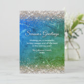 Chique groen blauw goud glitter kerst nieuwjaar (Staand voorkant)