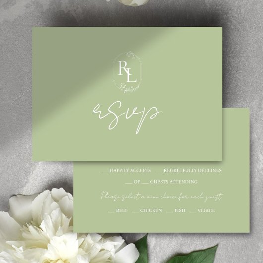 Chique Groen Bloemen Lijst Bruiloft RSVP