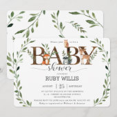 Chique groen bosdieren Baby shower jongen Kaart (Voorkant / Achterkant)