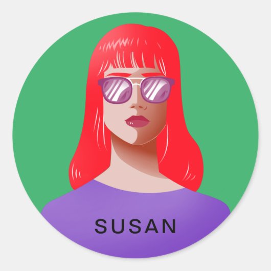 Chique groen en classy vrouw ronde sticker (Voorkant)