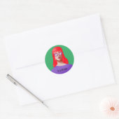 Chique groen en classy vrouw ronde sticker (Envelop)