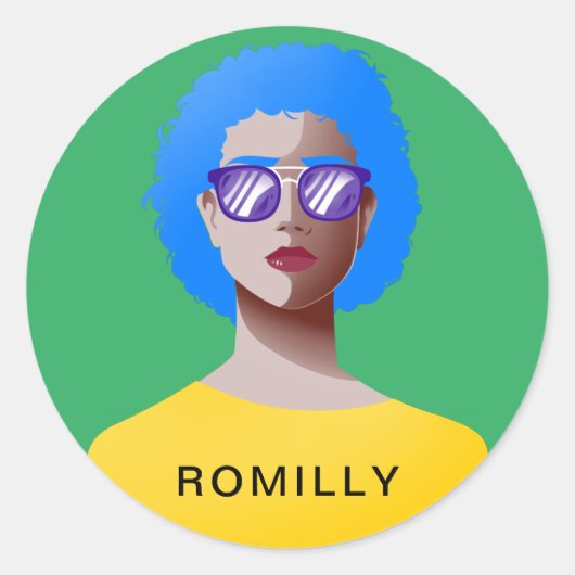 Chique groen en classy vrouw ronde sticker (Voorkant)