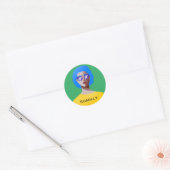 Chique groen en classy vrouw ronde sticker (Envelop)