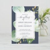 Chique groen eucalyptus marine blauw botanische br kaart (Staand voorkant)