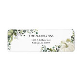 Chique groen Eucalyptus Pompoen Thanksgiving Etiket (Voorkant)