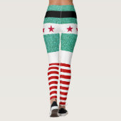 Chique Groen Glitter Rood Wit Strepen Kerst Elf Leggings (Achterkant)
