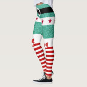 Chique Groen Glitter Rood Wit Strepen Kerst Elf Leggings (Links)