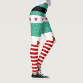 Chique Groen Glitter Rood Wit Strepen Kerst Elf Leggings (Rechts)