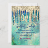 Chique groen goud glitter druppels kerst nieuwjaar (Voorkant)