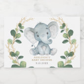 Chique groen gouden olifant Baby shower Verjaardag Sparkling Wijnetiket (Enkel label)