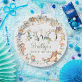 Chique groen kinderkamer rijm 2e verjaardag neutra papieren bordje (Feest)