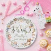 Chique groen kinderkamer rijm 2e verjaardag neutra papieren bordje (Feest)